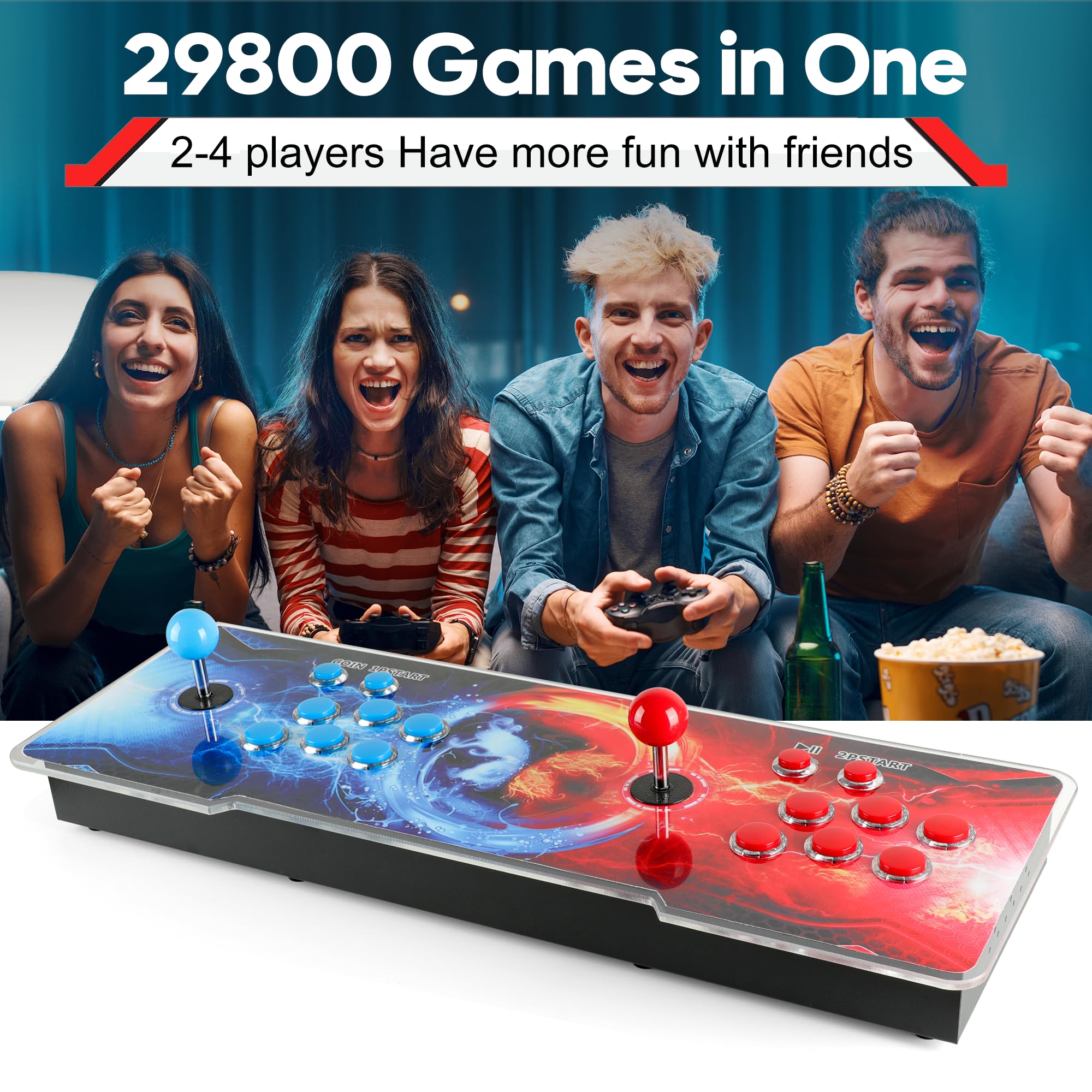 HHU Pandoras Box - Console di gioco Arcade 29800 giochi pre-installati, macchina da gioco retrò per TV e proiettore, supporta fino a 4 giocatori, uscita Full HD (Basic-29800)