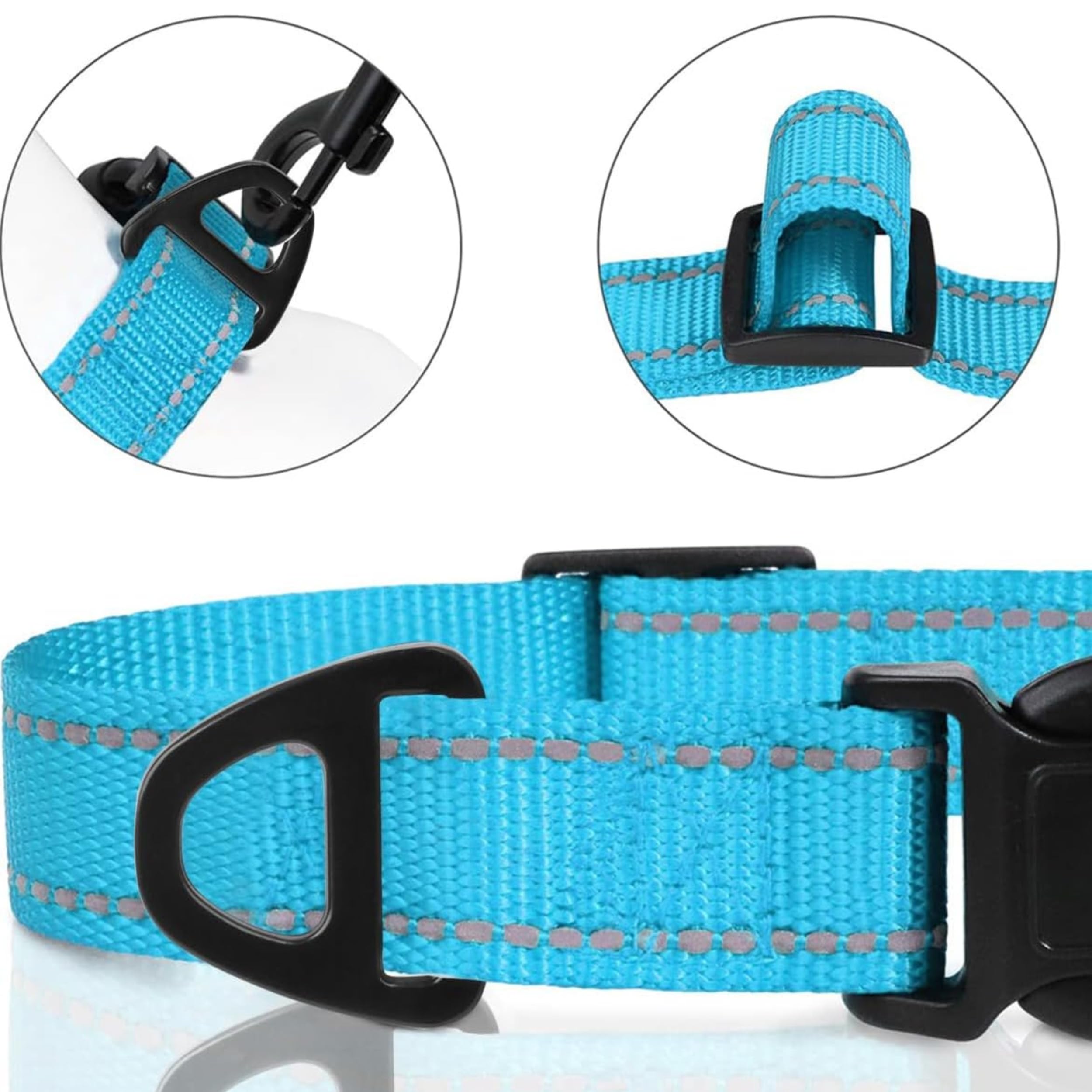 PARENCE - Regulowana obroża LED dla psa 36-59 cm - 3 tryby światła, bezpieczeństwo nocne, oświetlenie obroży dla psa i kota, widoczne z odległości 500 m, wodoodporne, z bateriami CR2016 - niebieskie