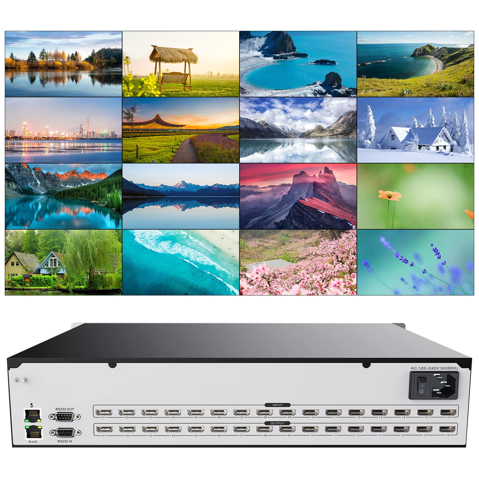 ICUIXIAN Przełącznik matrycowy 16 wejść 16 wyjść 4k x 2k przy 30 Hz HDMI, matryca HDMI obsługuje sterowanie WEB HDMI1.4a standardowa Blu-Ray Dolby True HD, Dolby Digital i DTS-HD Master Audio