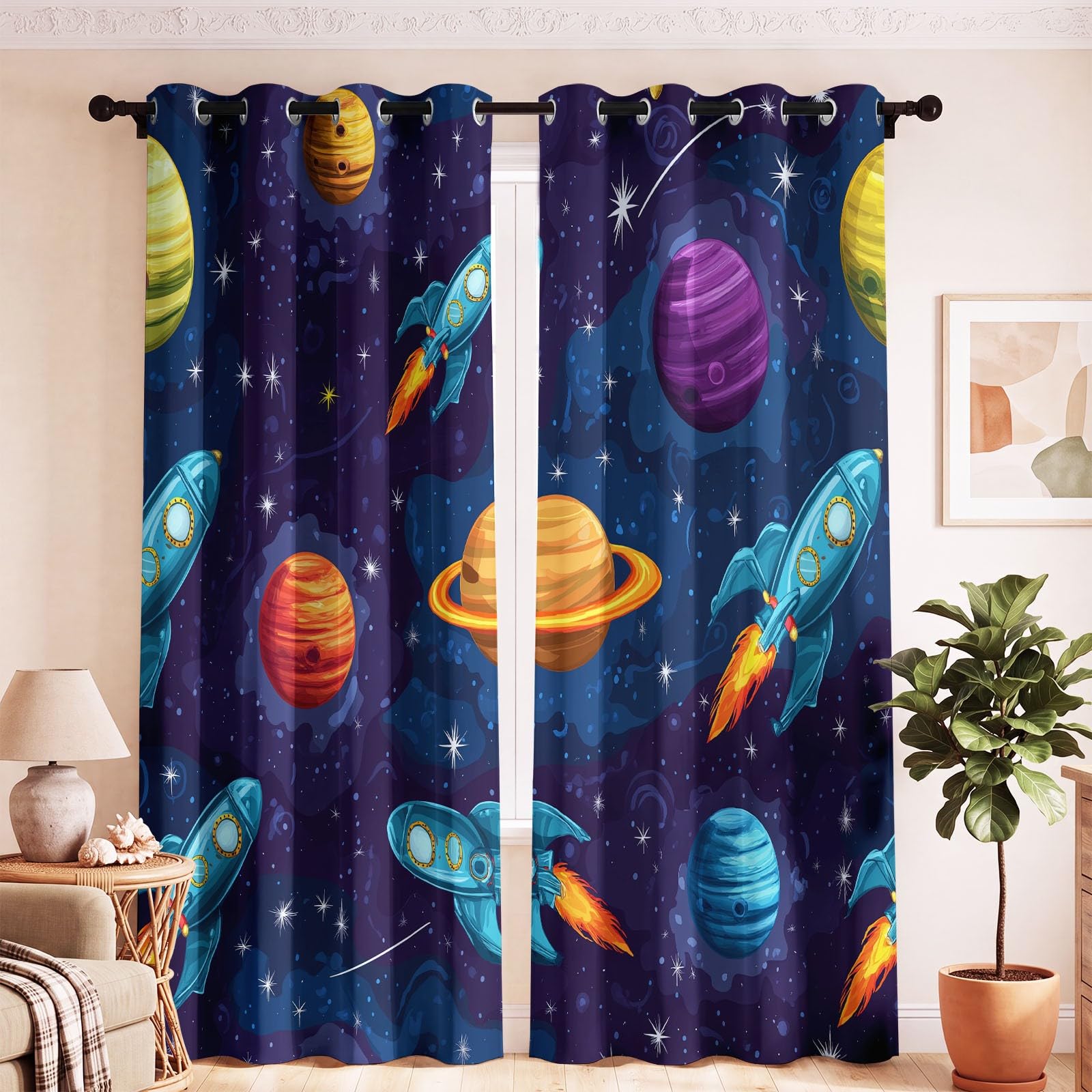 Rideaux Occultant À Oeillets Plantes minimalistes 2 Pièces 140 x 240 cm