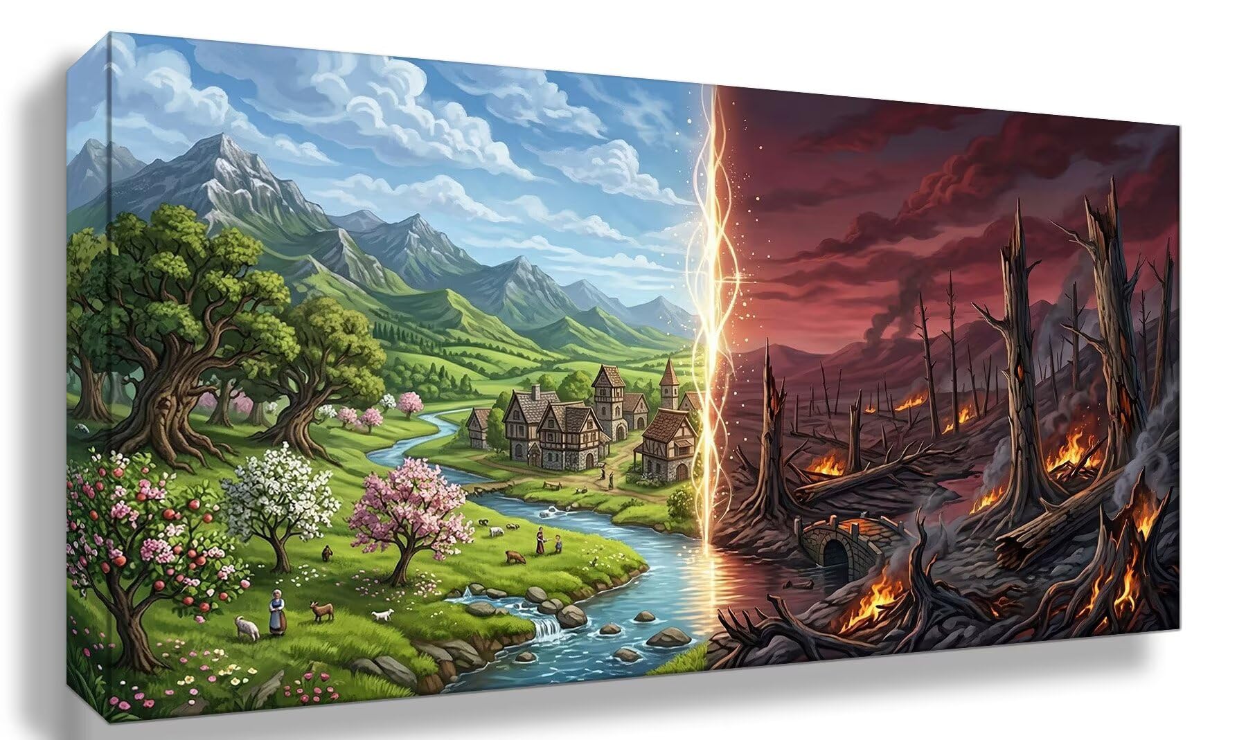 Diamond Painting Landschaft Diamant Painting Bilder, 5D Fantasie Runder Full Drill DIY Set Erwachsene Diamanten Kinder Bastelset, Kreatives für Erwachsene für Home Decor Wand Deko, 60x120cm, Cod-873