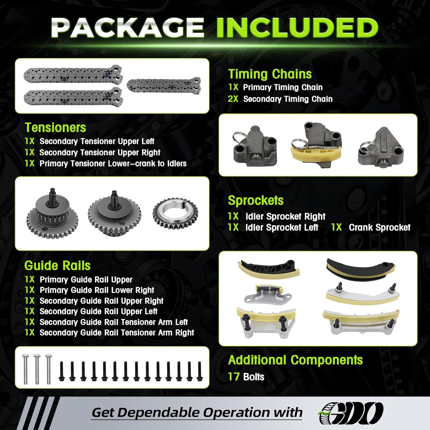 3.6 Timing Chain Kit with Tensioner Sprocket 9-0753S for 2007-2015 Chevy Equinox Malibu Traverse GMC Acadia Cadillac CTS SRX Buick Enclave V6 Engine 3.6L 3.0L Replace# 9-0753SX Cadena De Tiempo Kit - Image 4