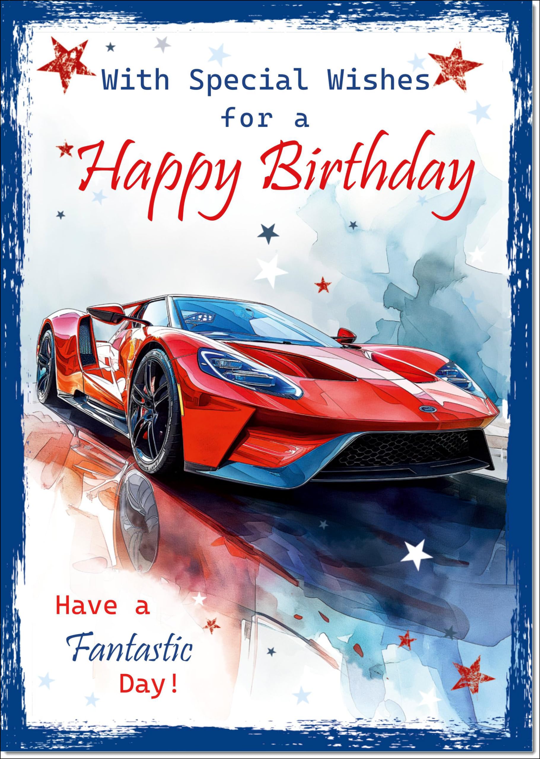 doodlecards Birthday Card for Him Ford GT40 Supercar Large A4 Size with Plain Envelope — image 1