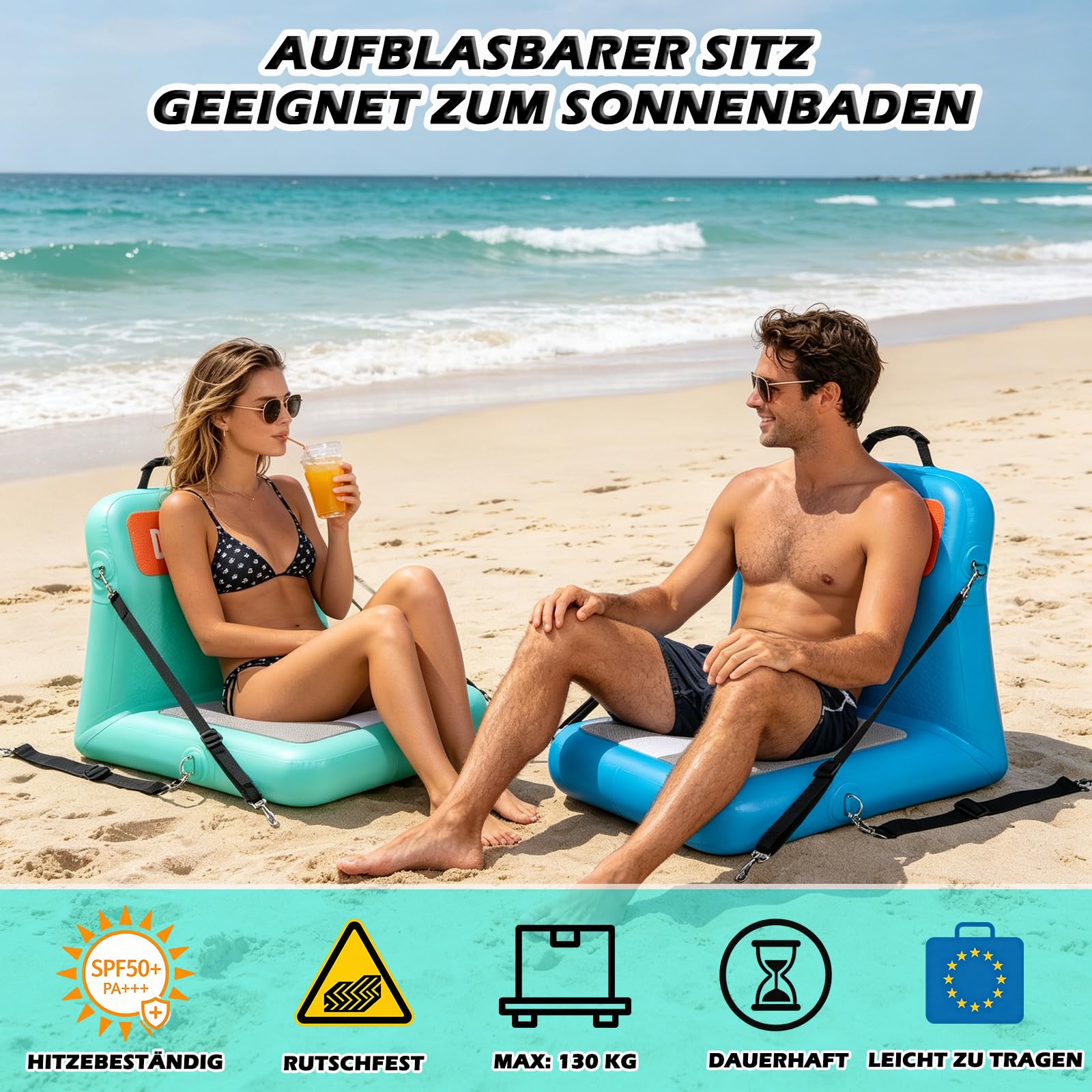 Aufblasbarer Kajaksitz mit Rückenstütze & Mesh-Aufbewahrungstasche – verstellbares Paddelboard-Sitzkissen für Erwachsene, tragbarer Blow-Up-Sitz für SUP, Raft, Kanu, Anglerboot (Grün)