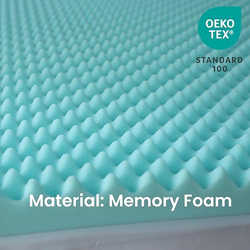 Miniatura 5 de Simple&Opulence Cubrecolchón de espuma viscoelástica de 3 pulgadas, espuma contorneada para promover el flujo de aire y aliviar los puntos de