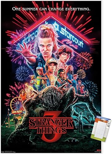 Trends International - Stranger Things de Netflix Temporada 3, póster para pared de una hoja, 57 x 86 cm, paquete de póster y montaje