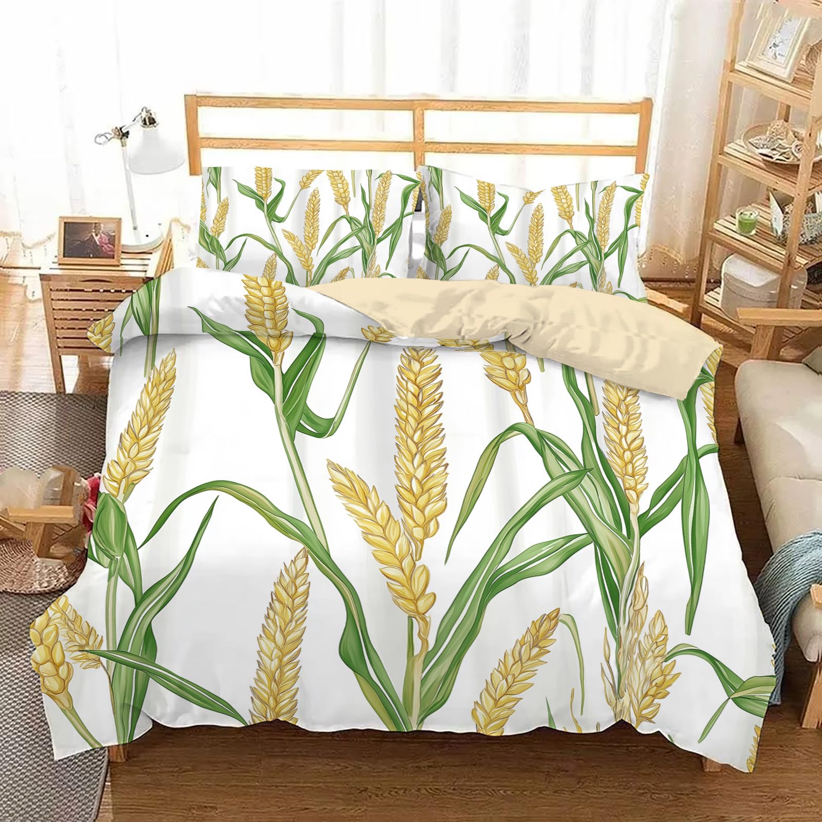 Housse de couette 260 x 240 parure de lit imprimé plantes 3D