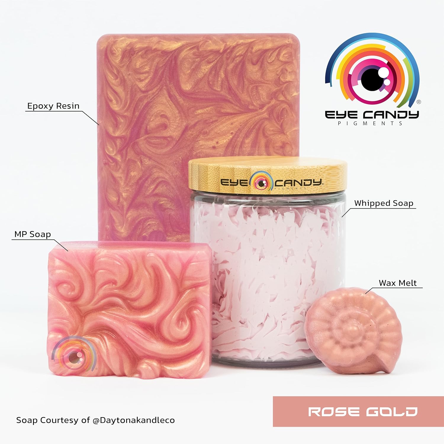 Eye Candy Pigments Premium Mica Powder - Rose Gold (50gr) - for Epoxy, Resin, Soap, Paint, Woodworking, Acrylic Pouring, Bath Bombs, Fishing Lures - DIY Arts and Crafts Additive - Image 2