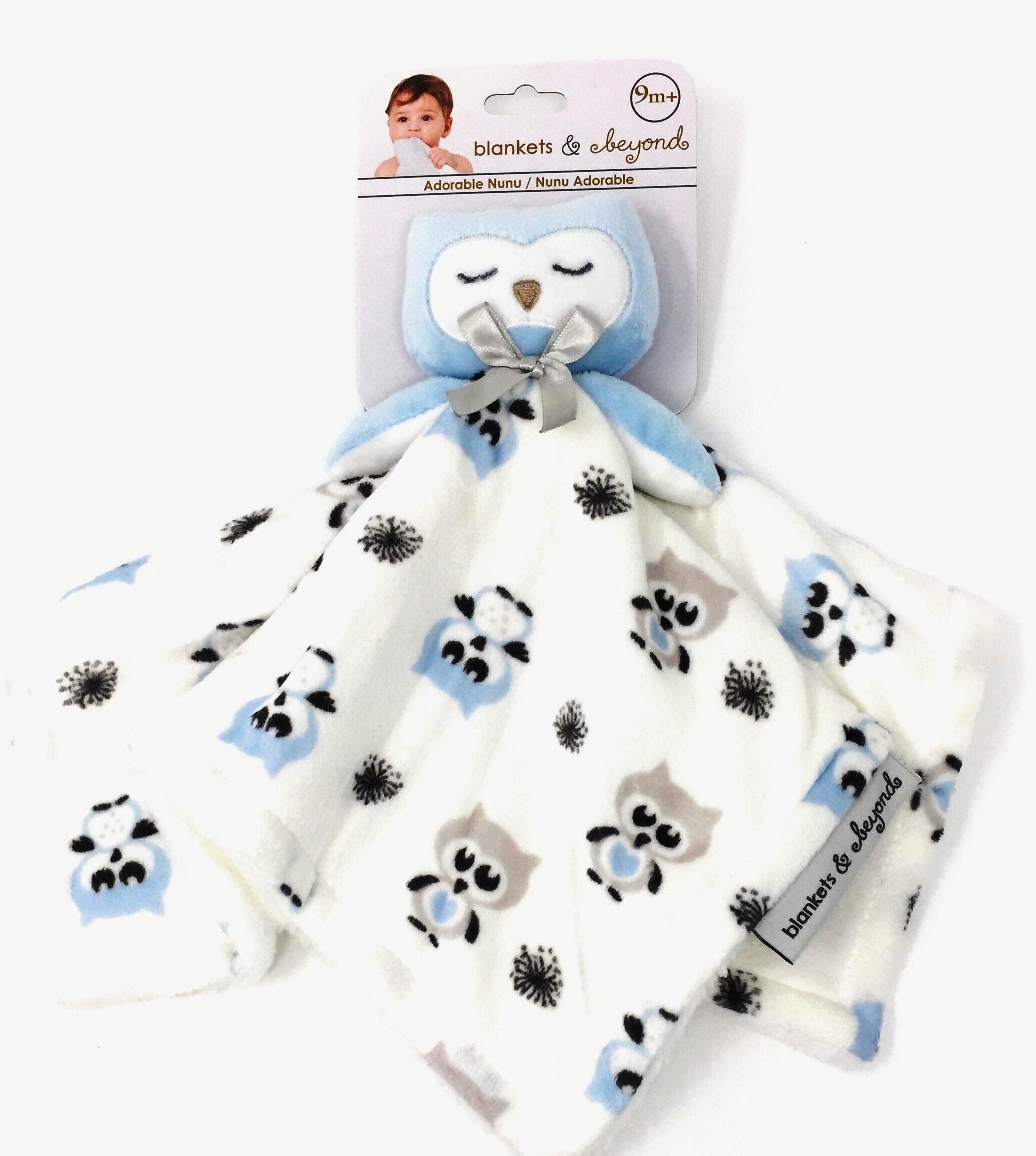 Blankets and Beyond Sleeping Owl Security Blanket (Blue/Charcoal Grey)