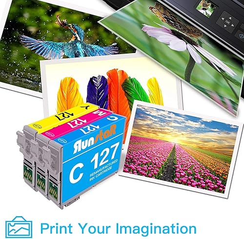 Miniatura 5 de Run Star Paquete de 3 cartuchos de tinta remanufacturados 127 T127 de repuesto para Epson 127 T127 Combo uso para impresoras WF-3520 WF-3540 WF-7010