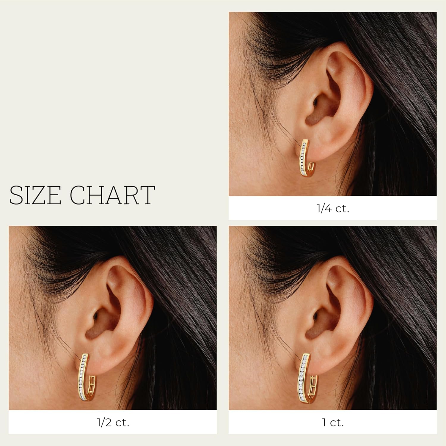 Gilded Lab-Grown Diamond Channel Set Hoop Earrings for Women in 925 Sterling Silver and 14KT Yellow Gold Plated Silver | Hypoallergenic Fine Jewelry | Hinged Closure | SI1 Clarity, F Color |1/4,1/2, 1 Carat Total Weight - Image 6