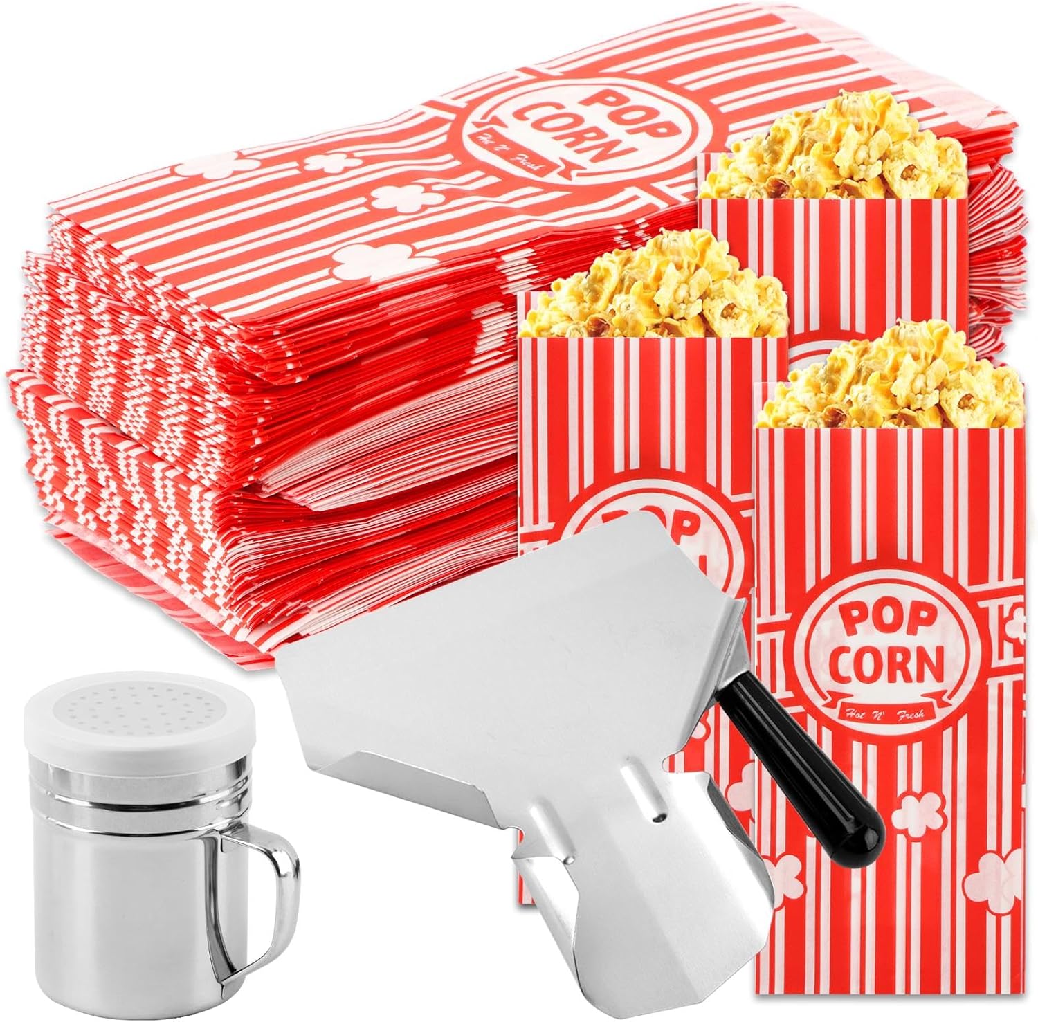 202 Pcs Popcorn Bags with Popcorn Scoop and Salt Shaker, 1 Oz Small Vintage Individual Servings Popcorn Container PopCorn Bags Bulk for Popcorn Machine Supplies Party Movie Night Theater(size:202pcs)