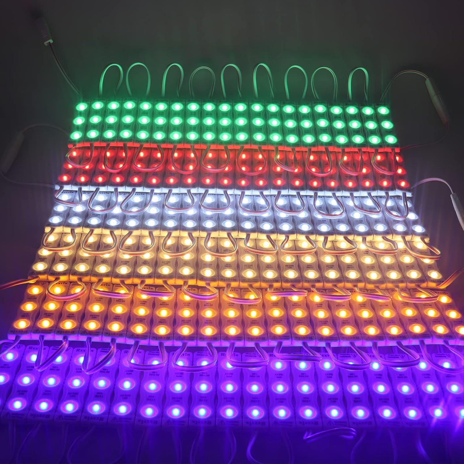REXTiN Super Bright 100pcs 110V 2835 3 LED Module Storefront Lights White 1.5W Waterproof Decorative Light for Letter Sign Advertising Signs with Tape Adhesive Backside (White)