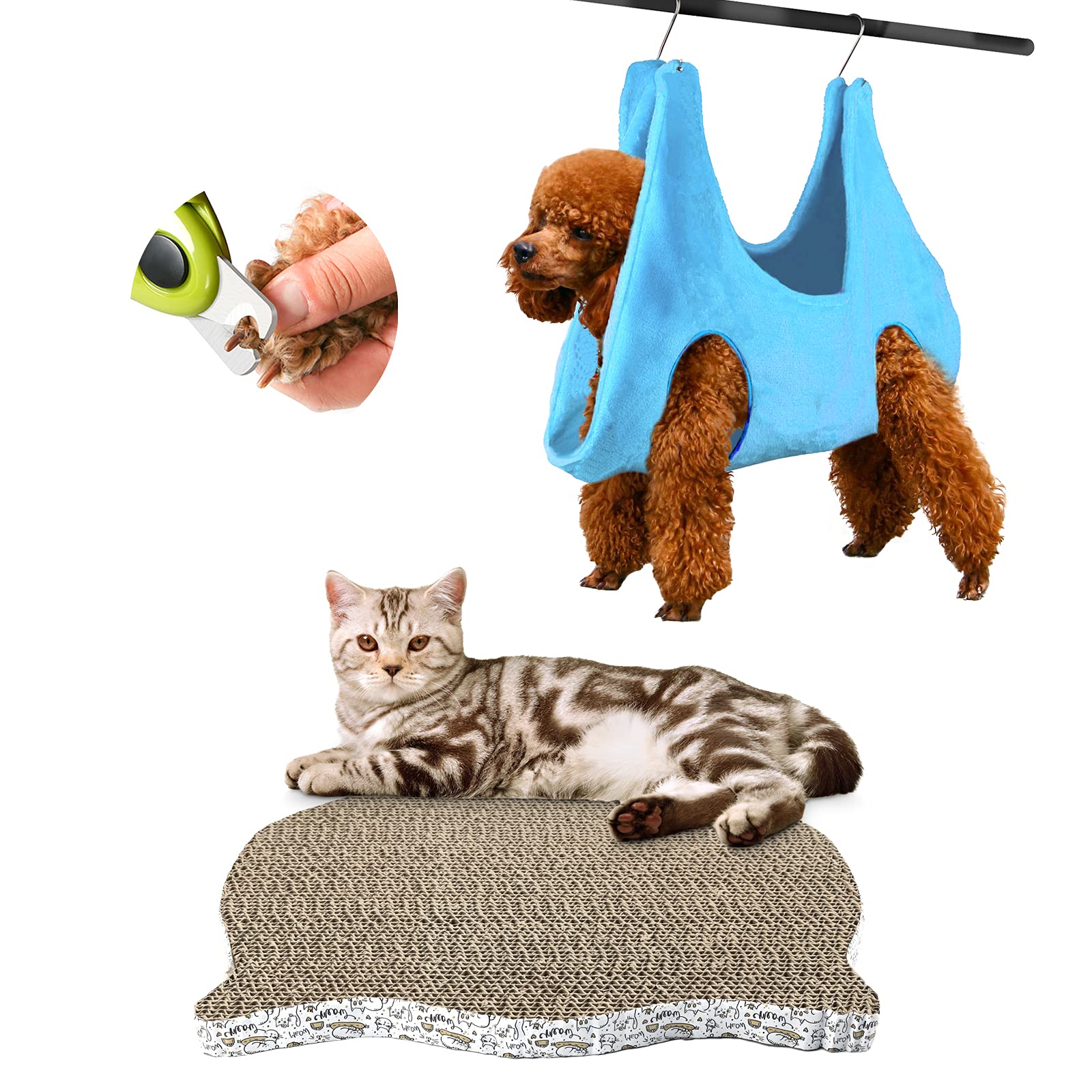 Amazon.com : Cat Scratch Pad & Dog Nail Harness Hanging S Size 2 Pack Cat  Scratcher Pad Dog Nail Harness Hanging Durable Cardboard Cat Scratcher with  Catnip,Kitty Shape Corrugated Cat Scratcher for