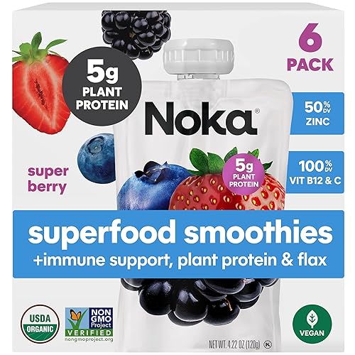 Miniatura 9 de Noka Bolsas de batido de frutas orgánicas superalimentarias, súper bayas con apoyo inmunológico, aperitivos saludables con saúco, vitamina C
