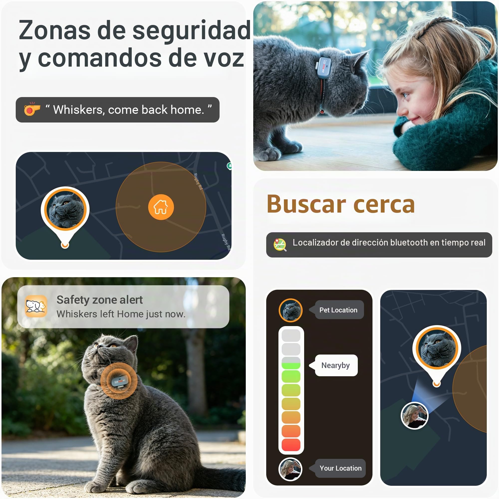 Pawfit Lite - Rastreador GPS 4g para gatos | Diseño ultra pequeño (<18g) | Seguimiento en tiempo real | Monitoreo de actividad | Historial de ubicaciones | Alcance ilimitado | Collar de seguridad