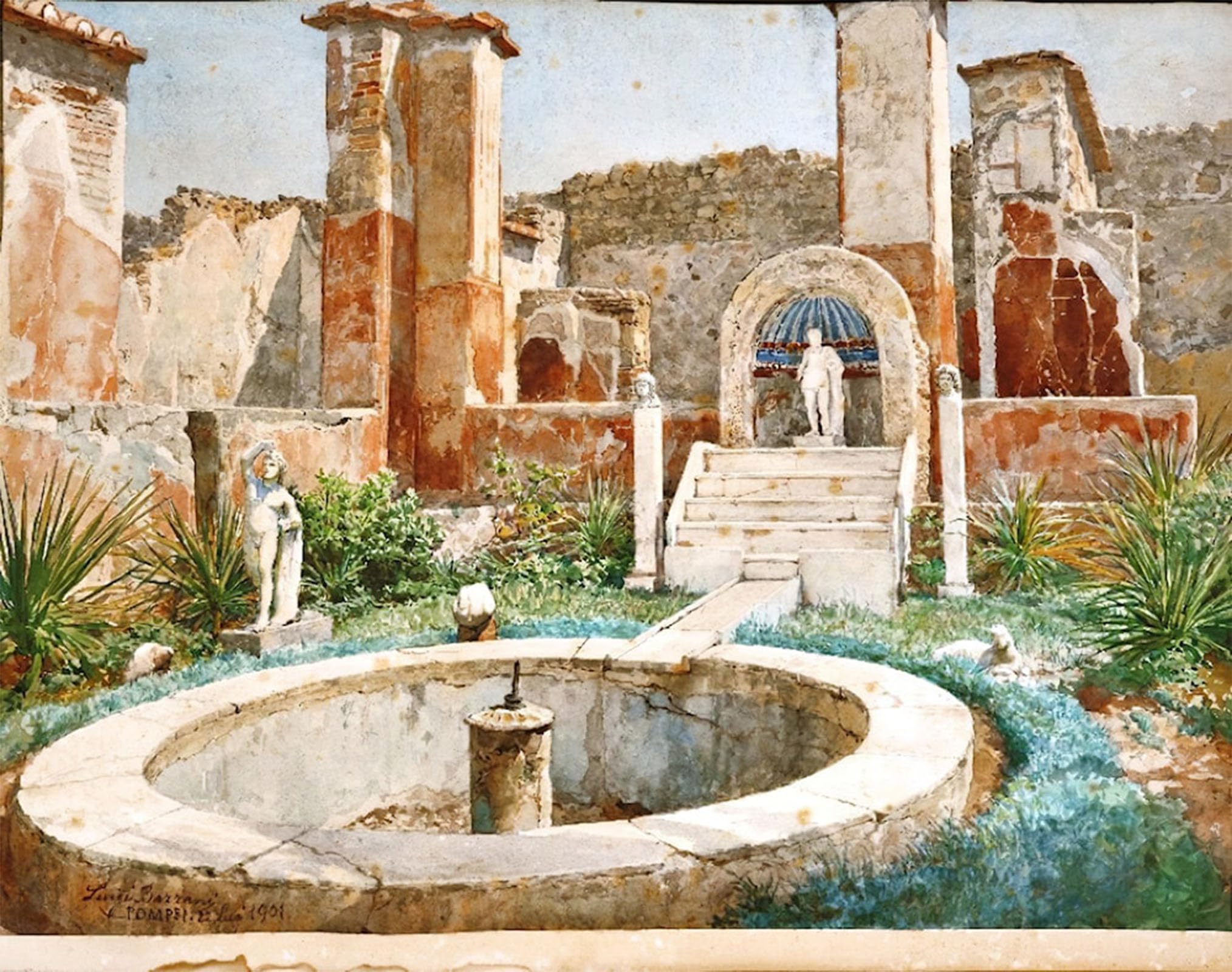 Art Mural Fontana à Pompéi de Bazzani Impression Premium - 5