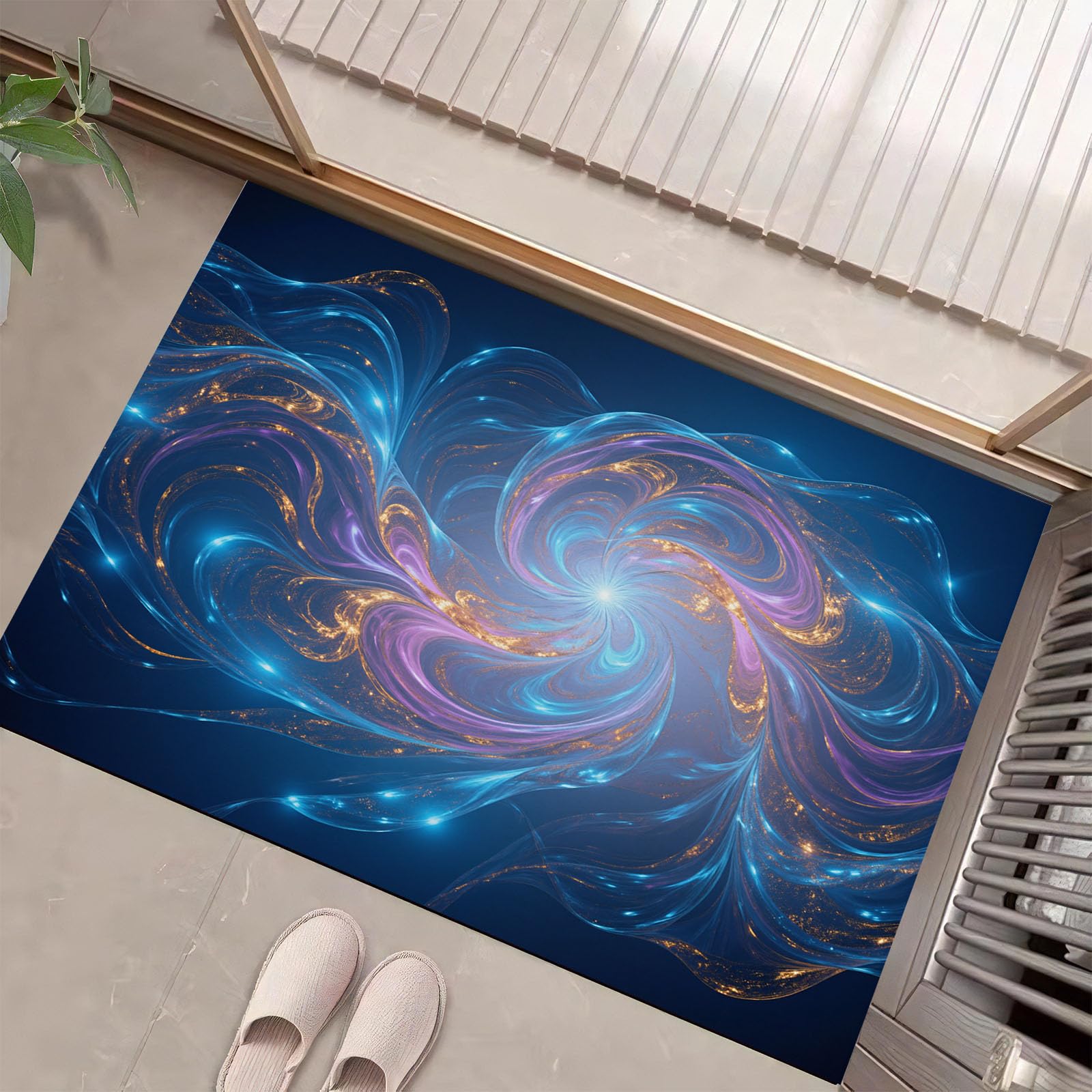 Tapis Entrée Lignes Tourbillonnantes Lumineuses | Paillasson Intérieur 80x120