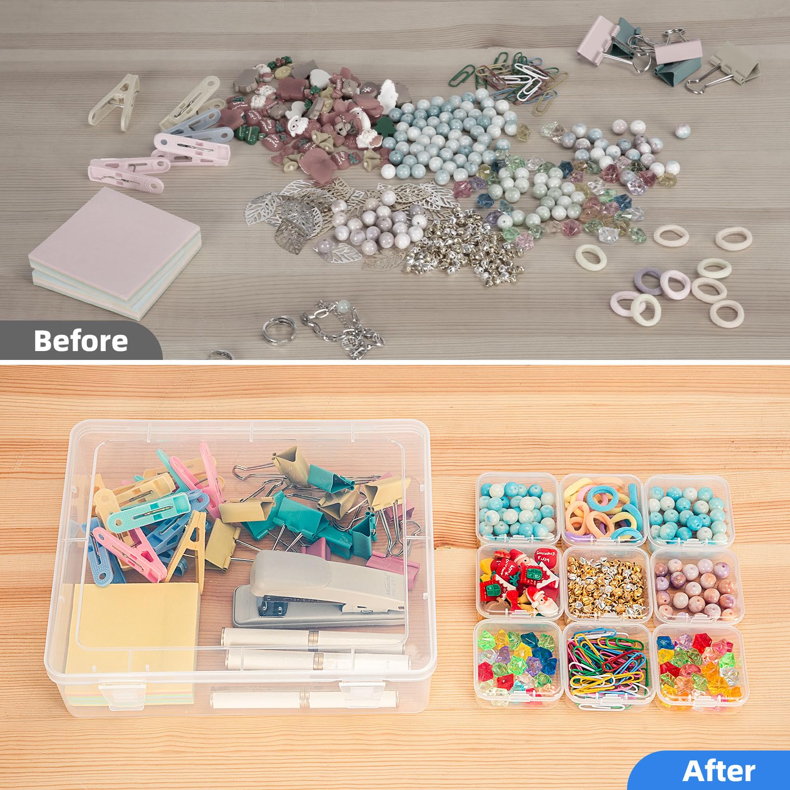 6 contenori di plastica piccoli trasparenti, mini custodia rettangolare