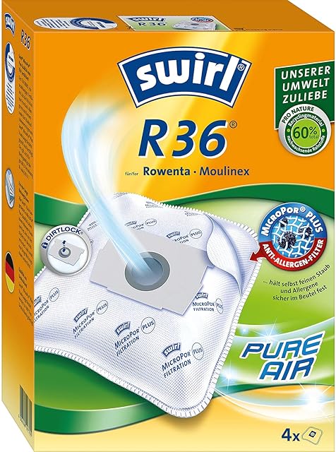Swirl 197705 Micropor Plus Worki Do Odkurzacza Rowera I MoulineX z Filtrem Antyalergicznym, 4 Sztuki, Biały