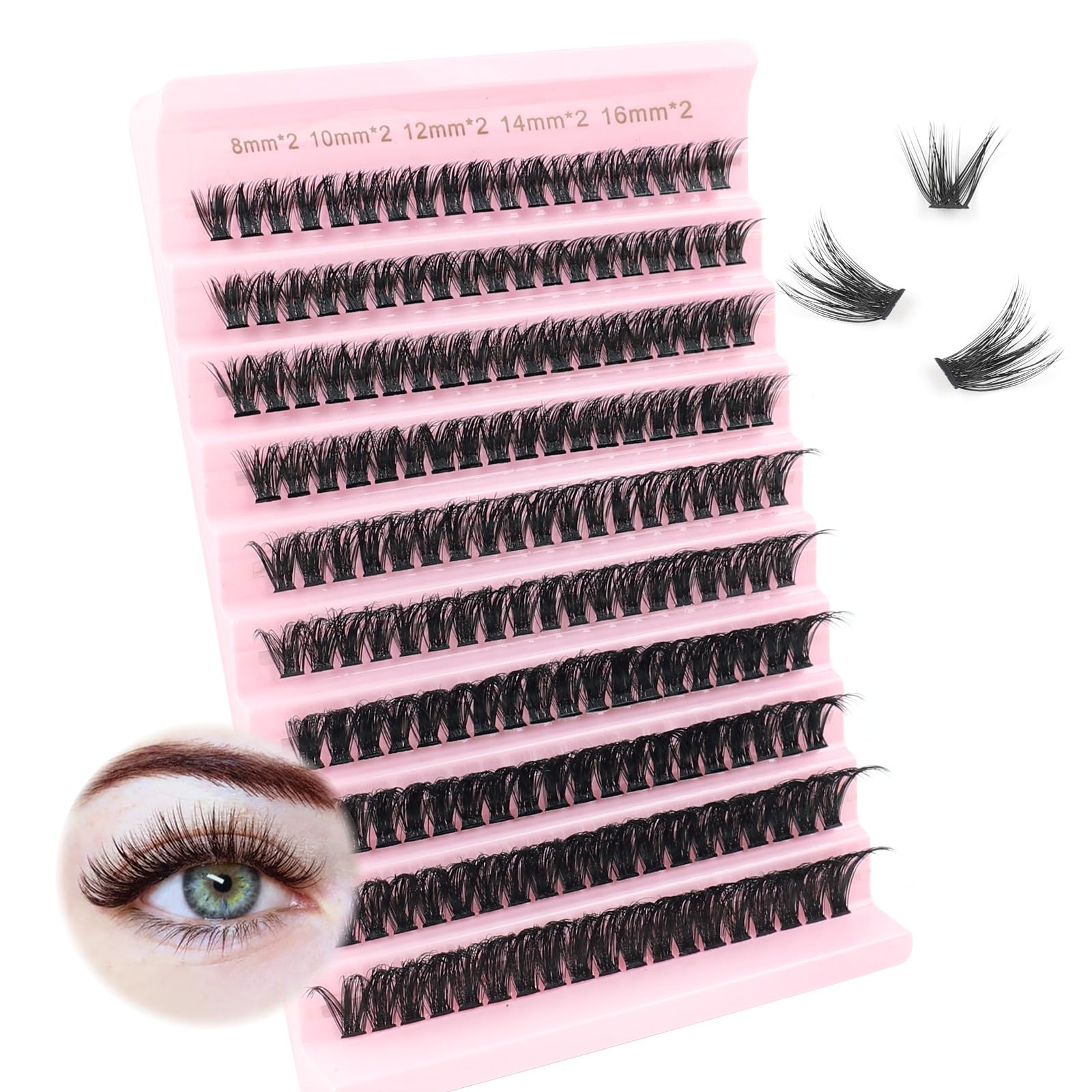 Oreola Lashes 60D Cluster Lashes Natural 0.07 D Curl 8-16MM Wispy Soft False Eyelashes Extension At Home, black