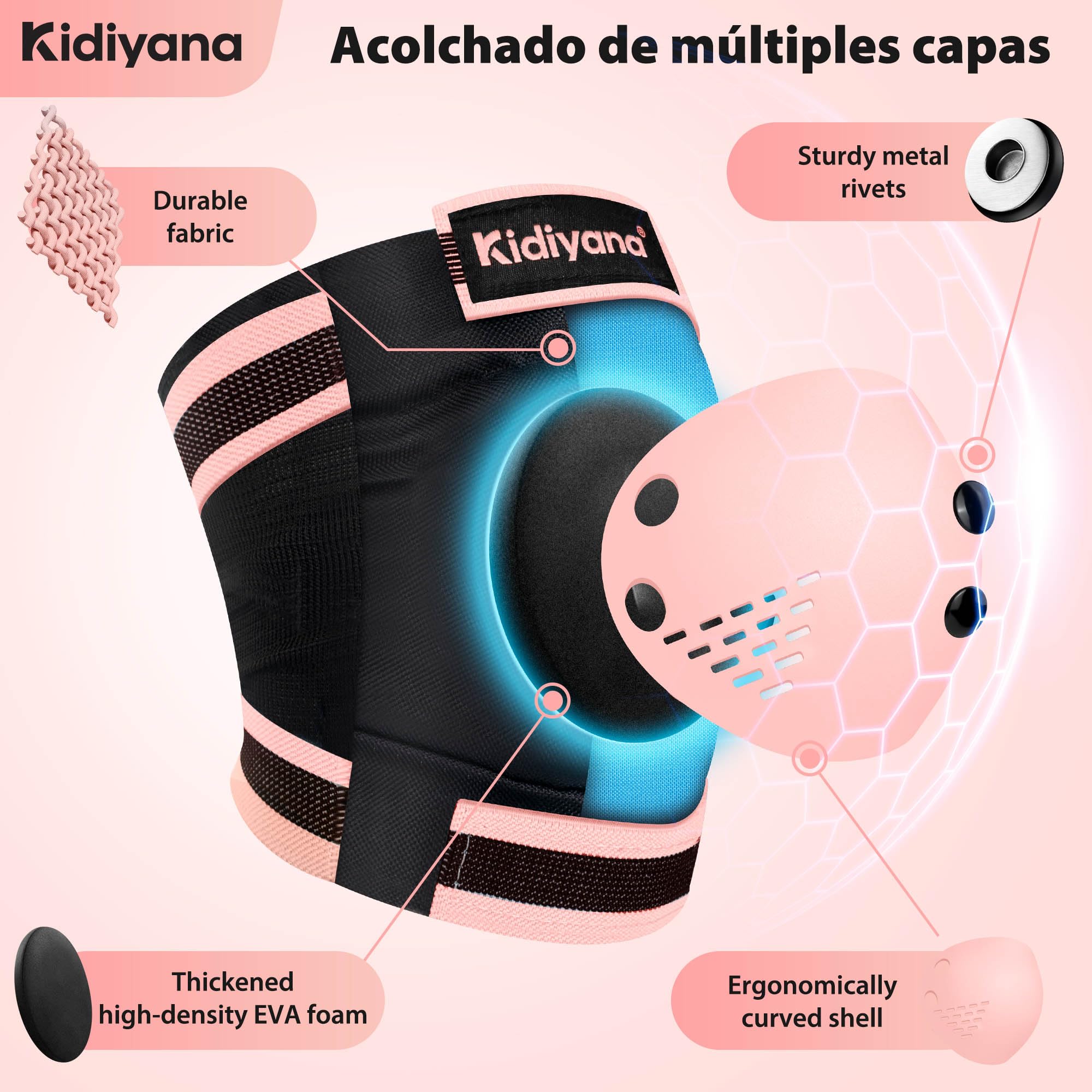 Kids Protector Set, Rodilleras, Coderas y muñequeras, Equipo de protección para patinetes, Patines en línea, monopatines y Bicicletas, Transpirable, Ligero, S (2-6 años) & M (6-14 años)