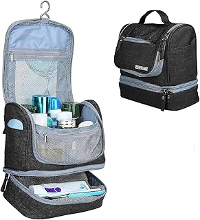 Goodern Hanging Travel Toiletry Bag,Large Makeup Bag Waterproof Cosmetic Organizer Kit,Travel Shaving Dopp Kit Organizer Bag,Portable Bathroom Shower Storage Bag for Women and Men-Black