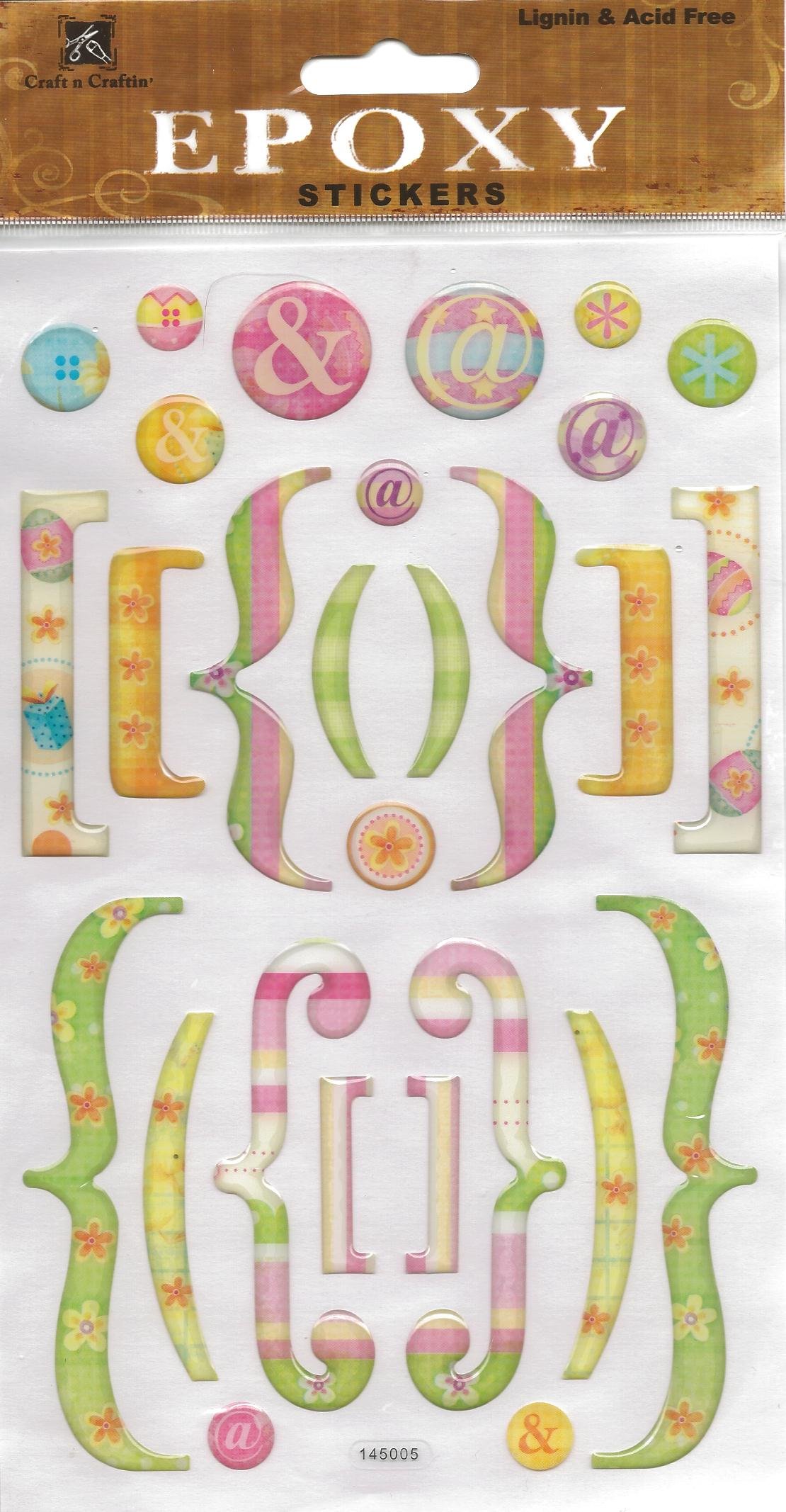 Spring Easter Brackets Epoxy Scrapbook Stickers (GEXS005)