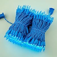 Vista 5 de YULETIME 200 Luces LED Azules de Navidad con Cable Azul, Paquete de 2 Tiras de 33 Pies, 100 Luces, Juego de Luces Navideñas Certificadas UL