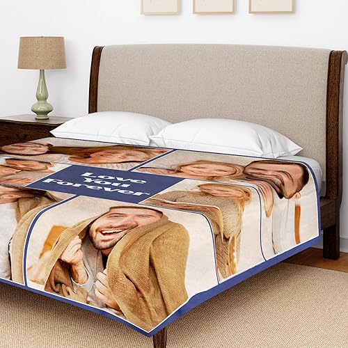 Miniatura 3 de Manta personalizada con texto de fotos, mantas personalizadas con imágenes, aniversario, cumpleaños, día de San Valentín, regalos de fotos