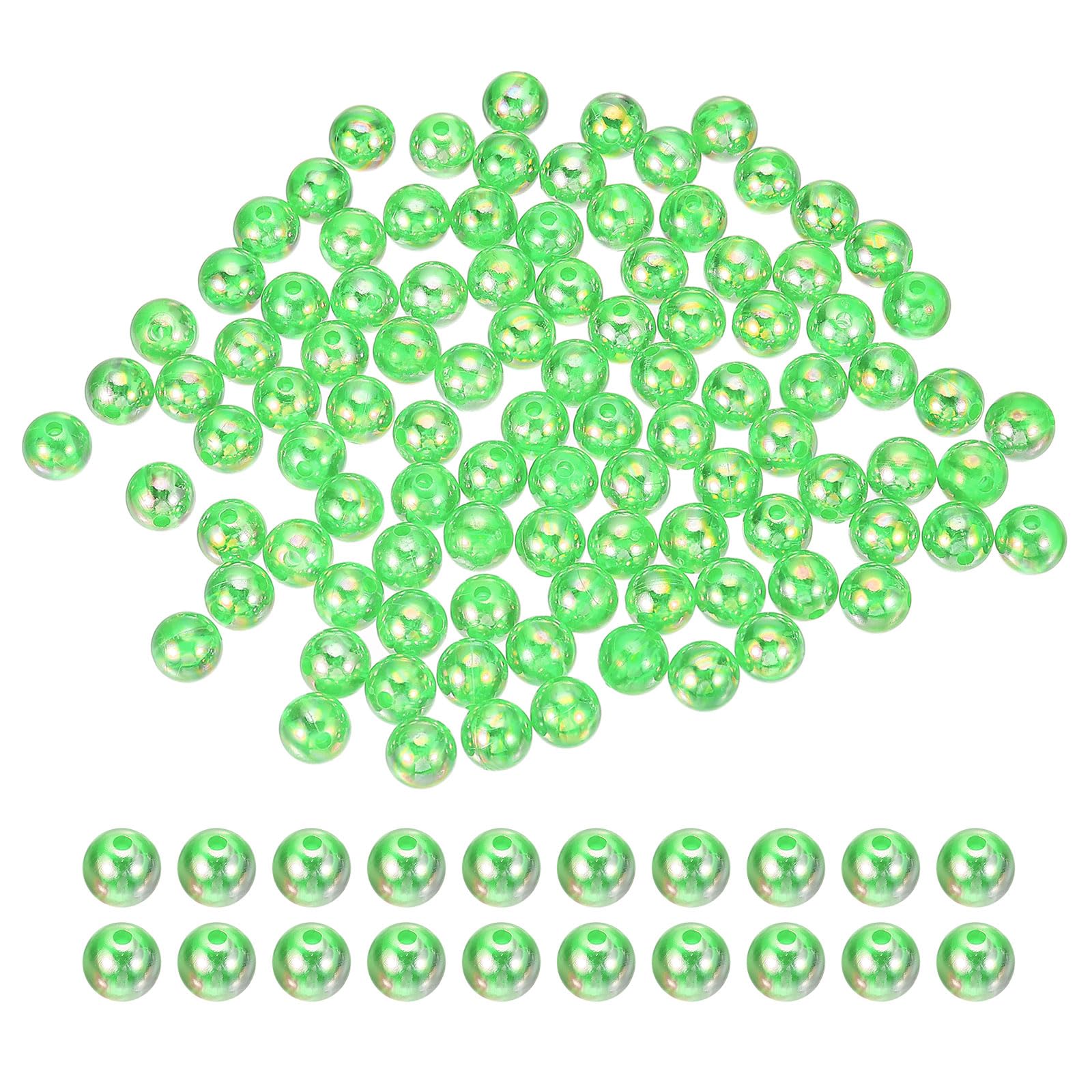 PATIKIL 10mm Fishing Beads, 200 Pcs Acrylic Holographic Beads Round Fishing Bait Eggs Rig Bead Tackle Lures Accessory for Fishing Rigs Baits Lures, Light Green