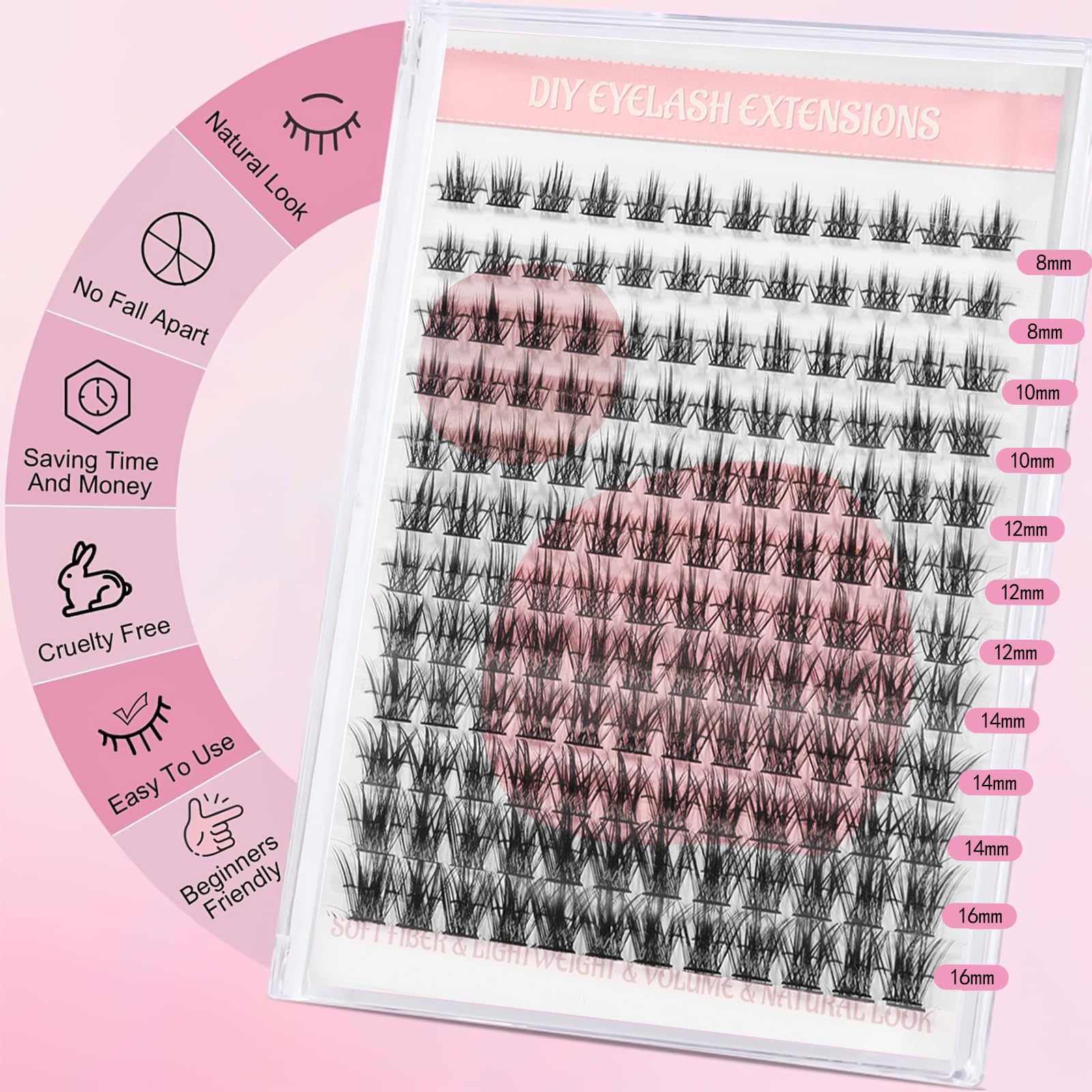 144 Pcs Falsche Wimpern Set, Wimpernverlängerung wiederverwendbar, Mischlängen 8-16 mm, mit 2 in 1 Kleber & Versiegler, Entferner, Pinzette, Pinsel, DIY für Zuhause, geeignet für Anfänger
