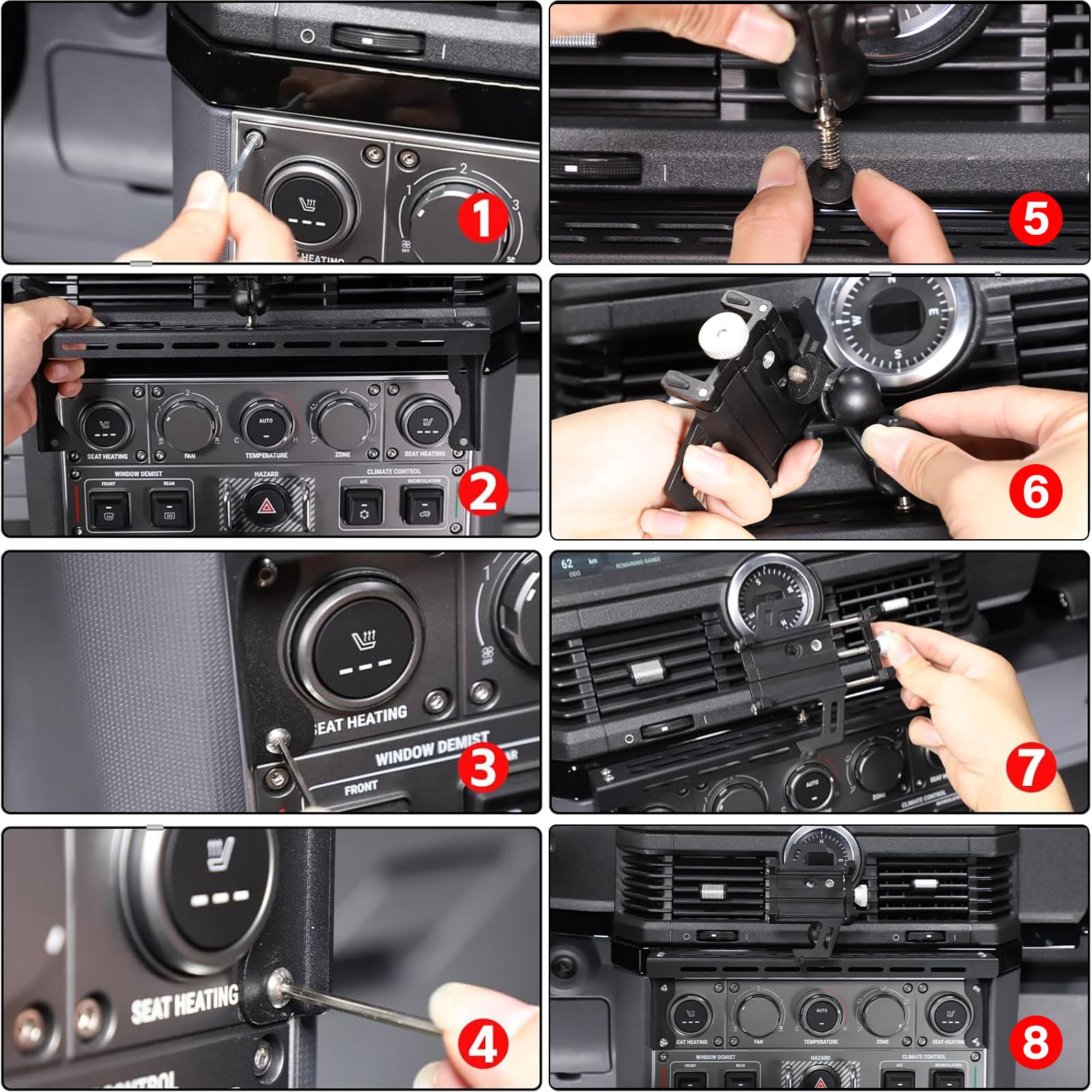 Compatible con Ineos Grenadier 2020-2024, soporte para teléfono celular, soporte para teléfono celular, soporte GPS, soporte para walkie talkie (estilo E)