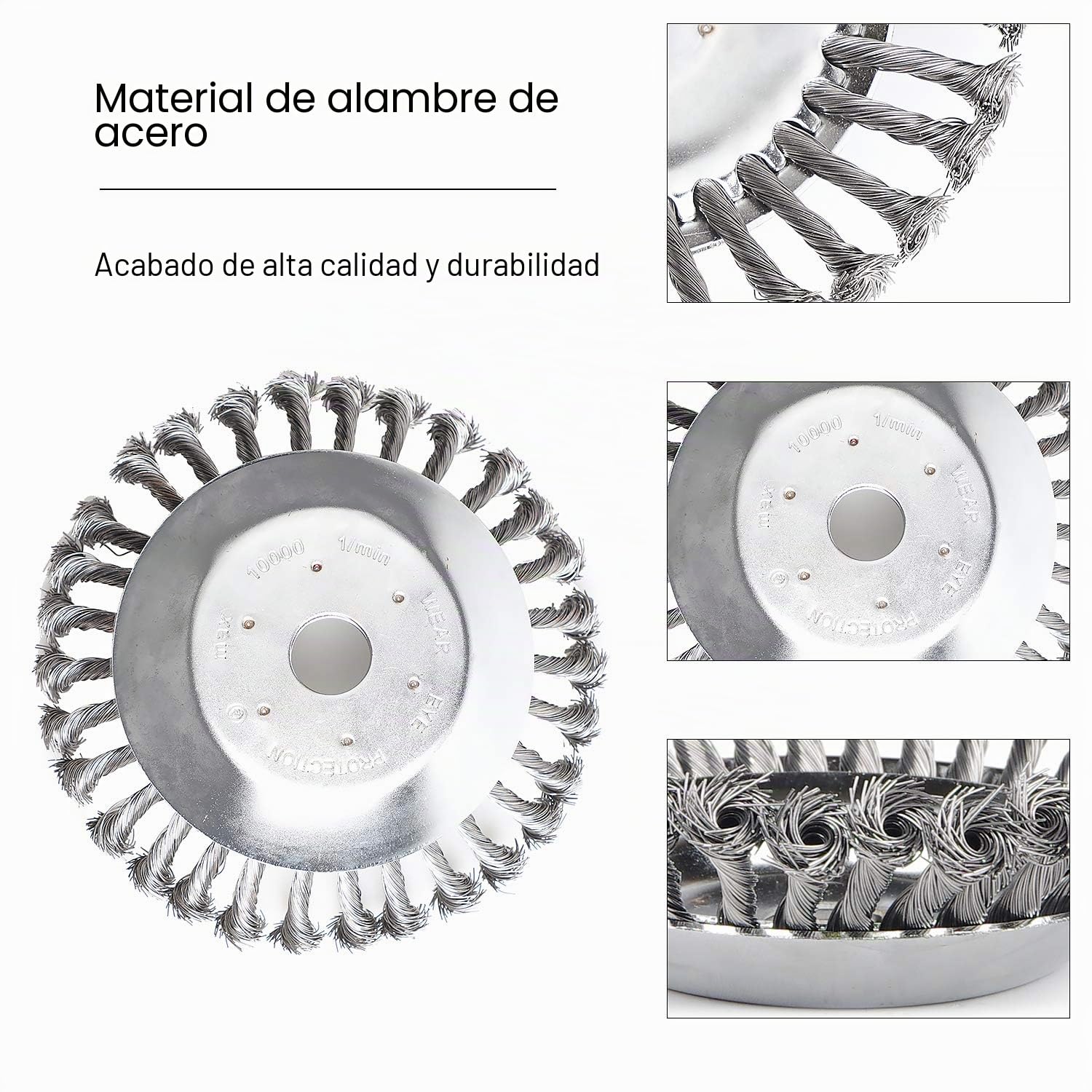 SWAWIS 2 Piezas Cepillo para Desbrozadora Profesional 200 x 25,4mm, de Malezas Redondo 8 Pulgadas de Alambre de Acero Trenzado (30 Cables de Acero)