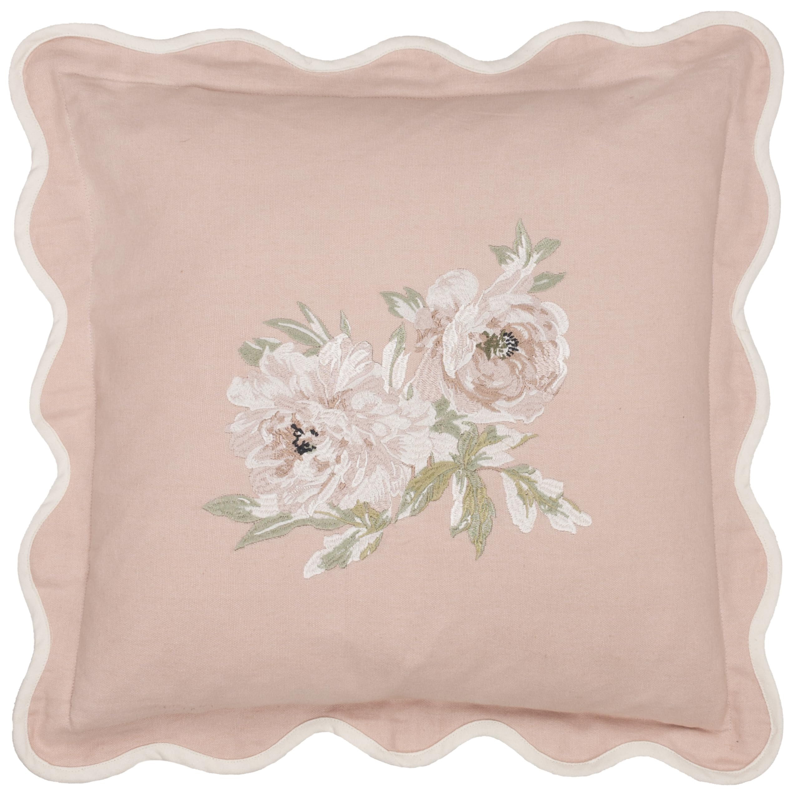 Sanderson Adele Embroidered Feather Filled Cushion – Floral Luxury Heritage Decorative Accent Pillow with Oxford Edge (Rose - 50x50cm)