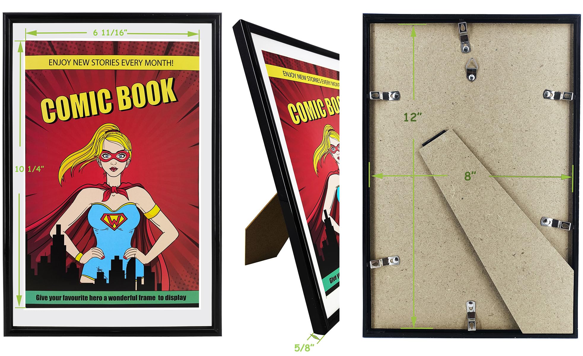Tabletop Comic Displays ReqiHome 4-Pack Comic Book Frames With White ...