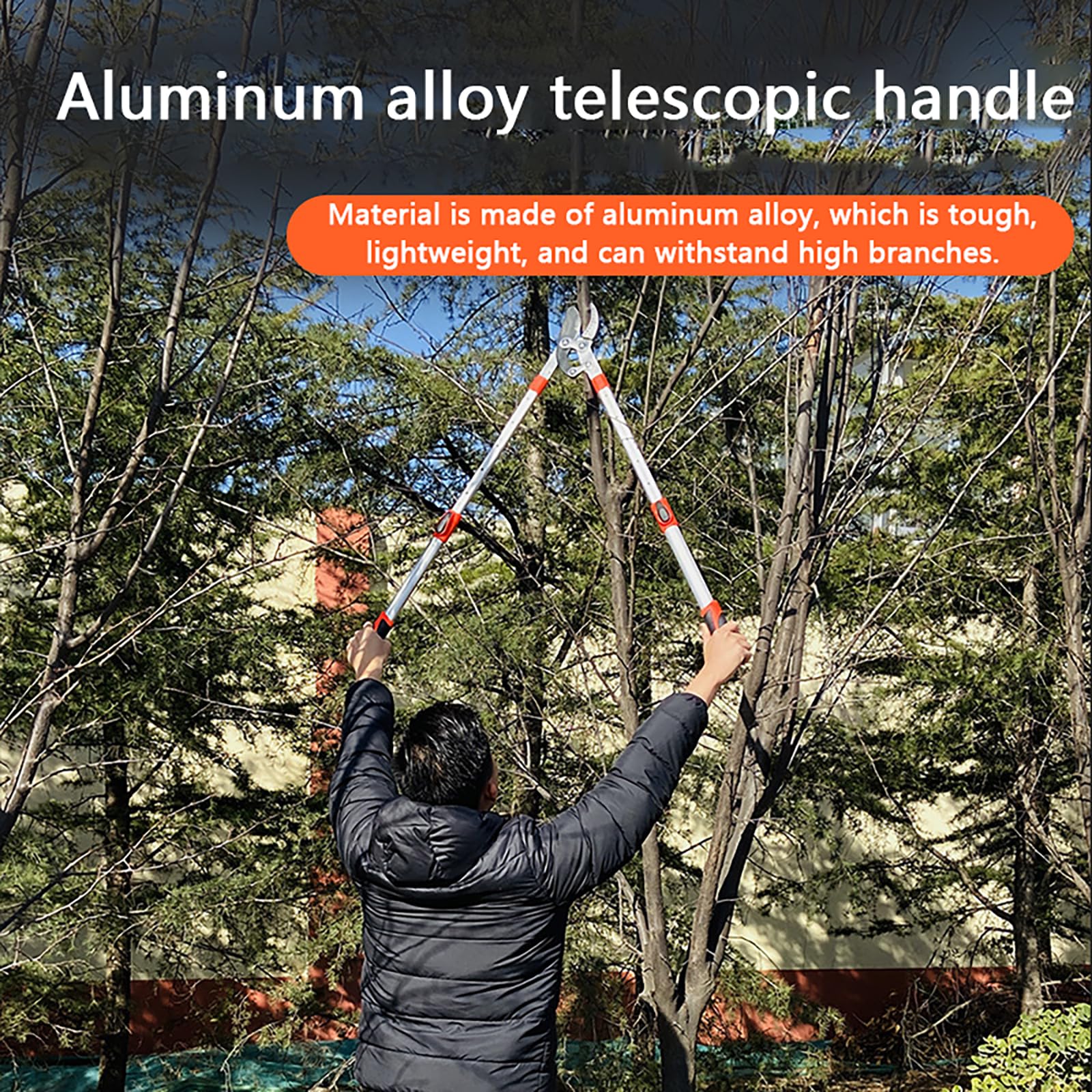 Tijeras De Podar Telescópicas - Tijeras De Podar Extensibles De 70-100 Cm, Para Ramas Altas, Para Cortes Más Limpios, Capacidad De Corte De 9,5 Cm, Punta De Acero De Aleación SK5,B