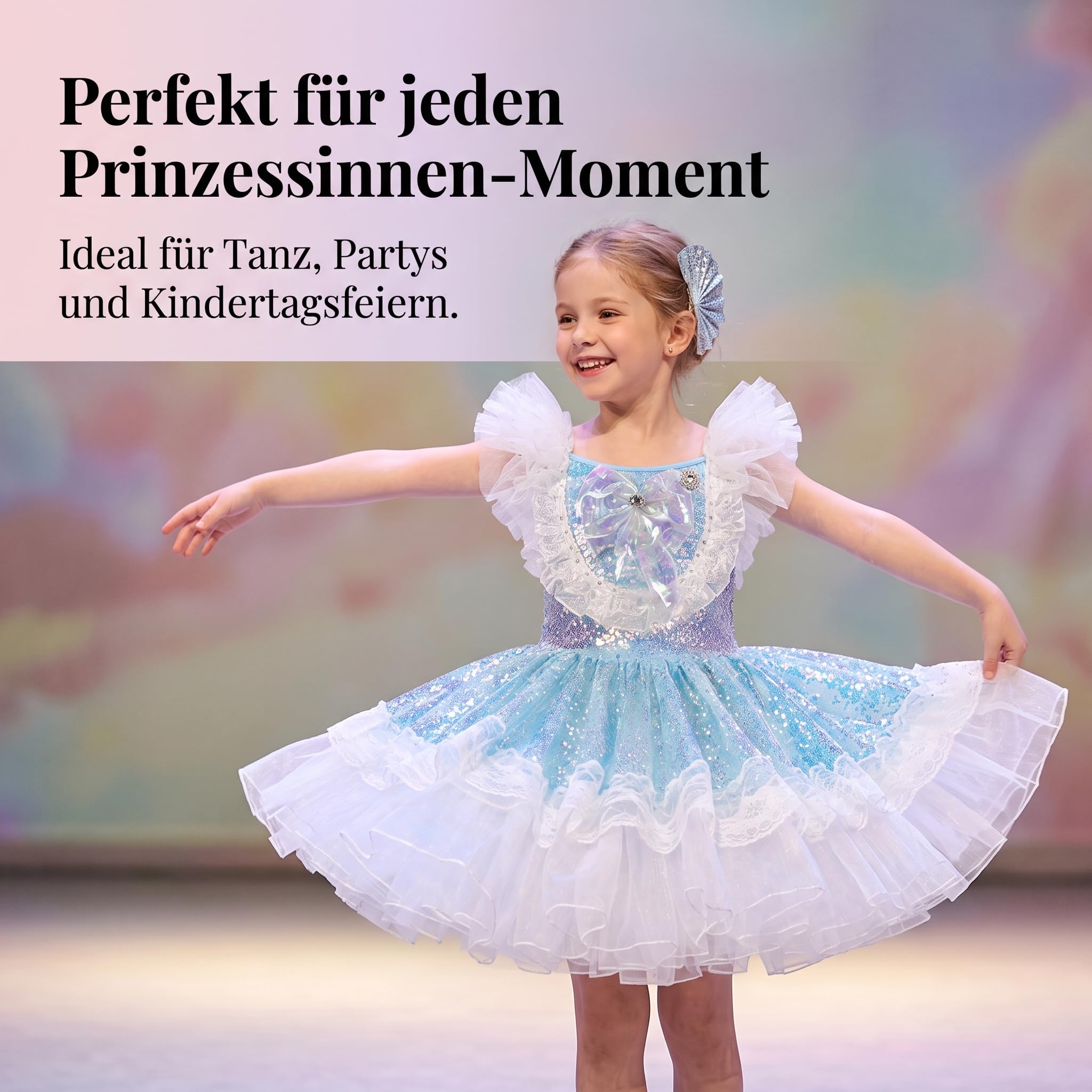 Prinzessin Kleid Mädchen Kostüm mit Pailletten für Tanz & Festliche Anlässe, numeric_height_130, regular, as3, numeric_height_130, numeric_height