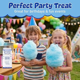 Perfectware -Concession Essentials Blue Raspberry Cotton Candy Mix Ready-to-Use Floss Sugar for Cotton Candy Machines Makes 6070 Cones 3.25 lb Carton Carnival Style Cotton Candy Sugar
