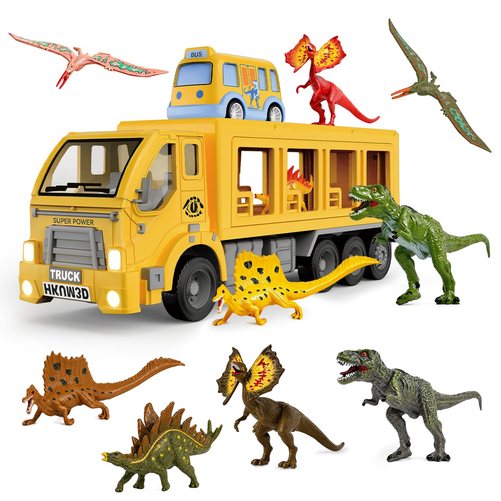 Veslier Dinosaur Truck Toys Set, Dinosaur Transport Carrier Truck with 10 Dinosa...