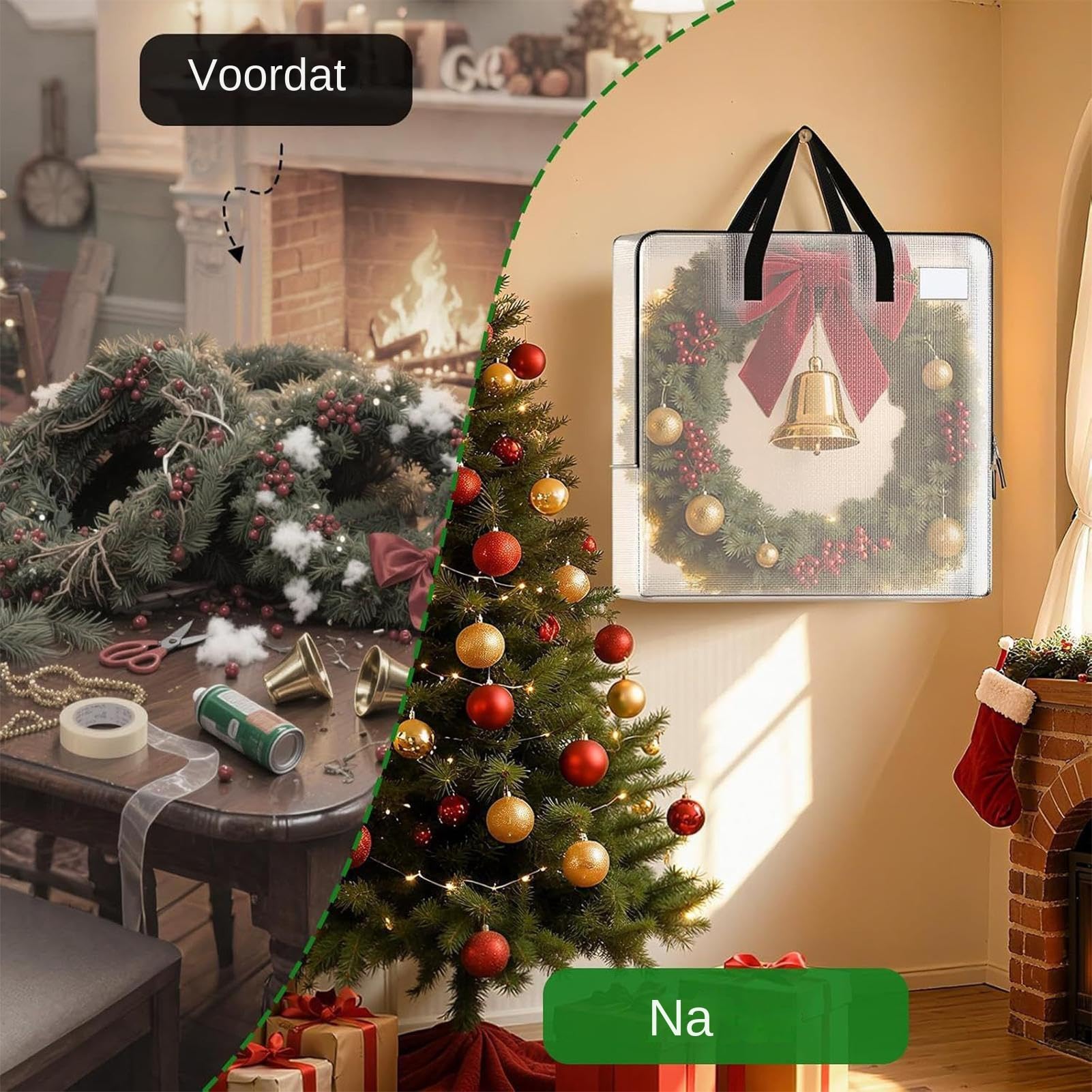Sacca Per Riporre Ghirlande Organizzatore Decorativo con Cerniera Grande