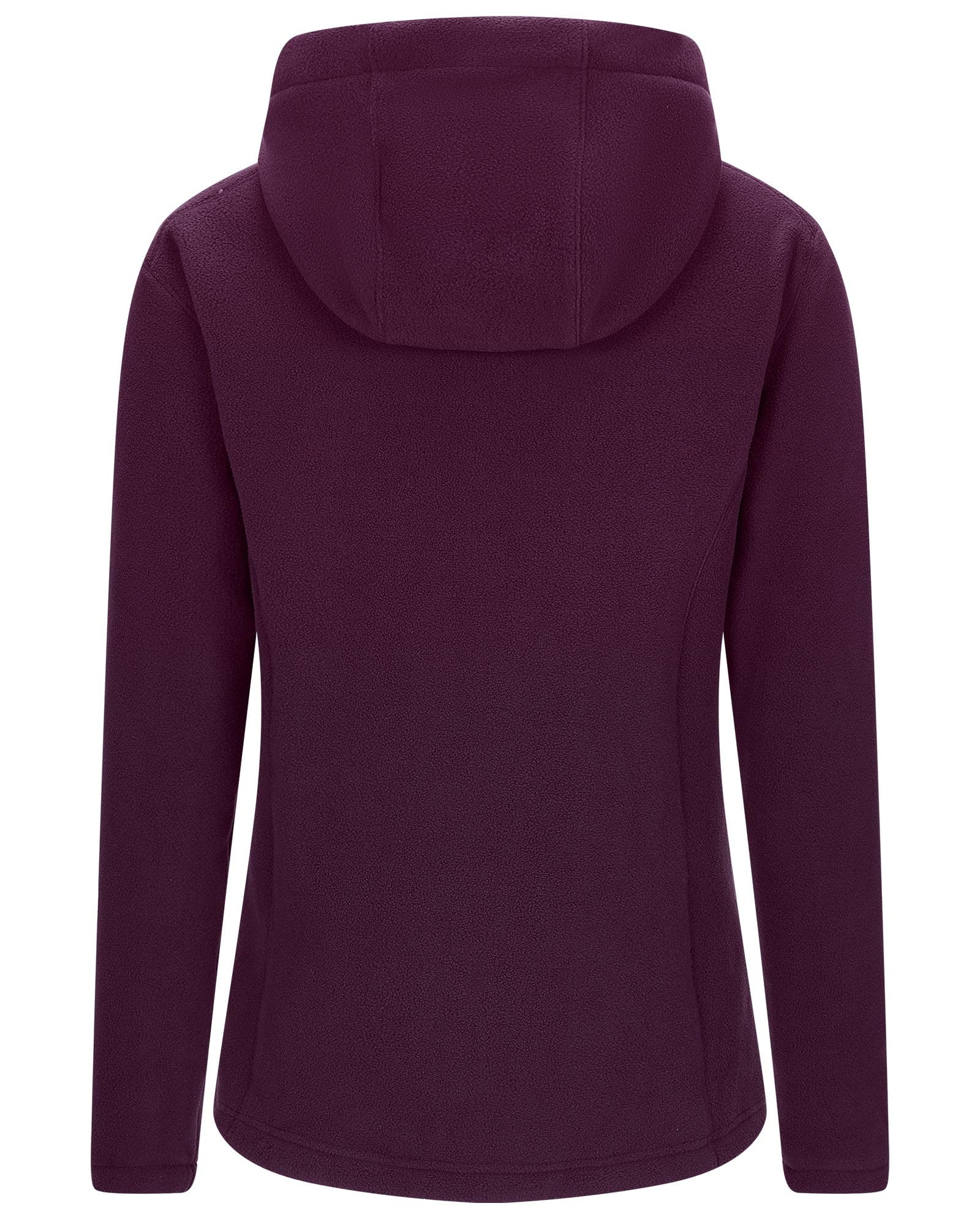 Outdoor Ventures Veste polaire pour femme avec fermeture éclair sur toute la longueur, sweat à capuche en polaire chaude avec 6 poches pour la randonnée et les loisirs