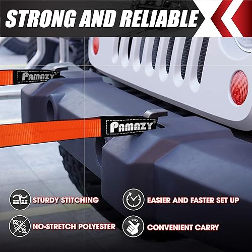 Miniatura 4 de Paquete de 2 correas de elevación resistentes de 2 x 3 pies, capacidad de 18800 libras, correa de nailon resistente para elevación, correas de