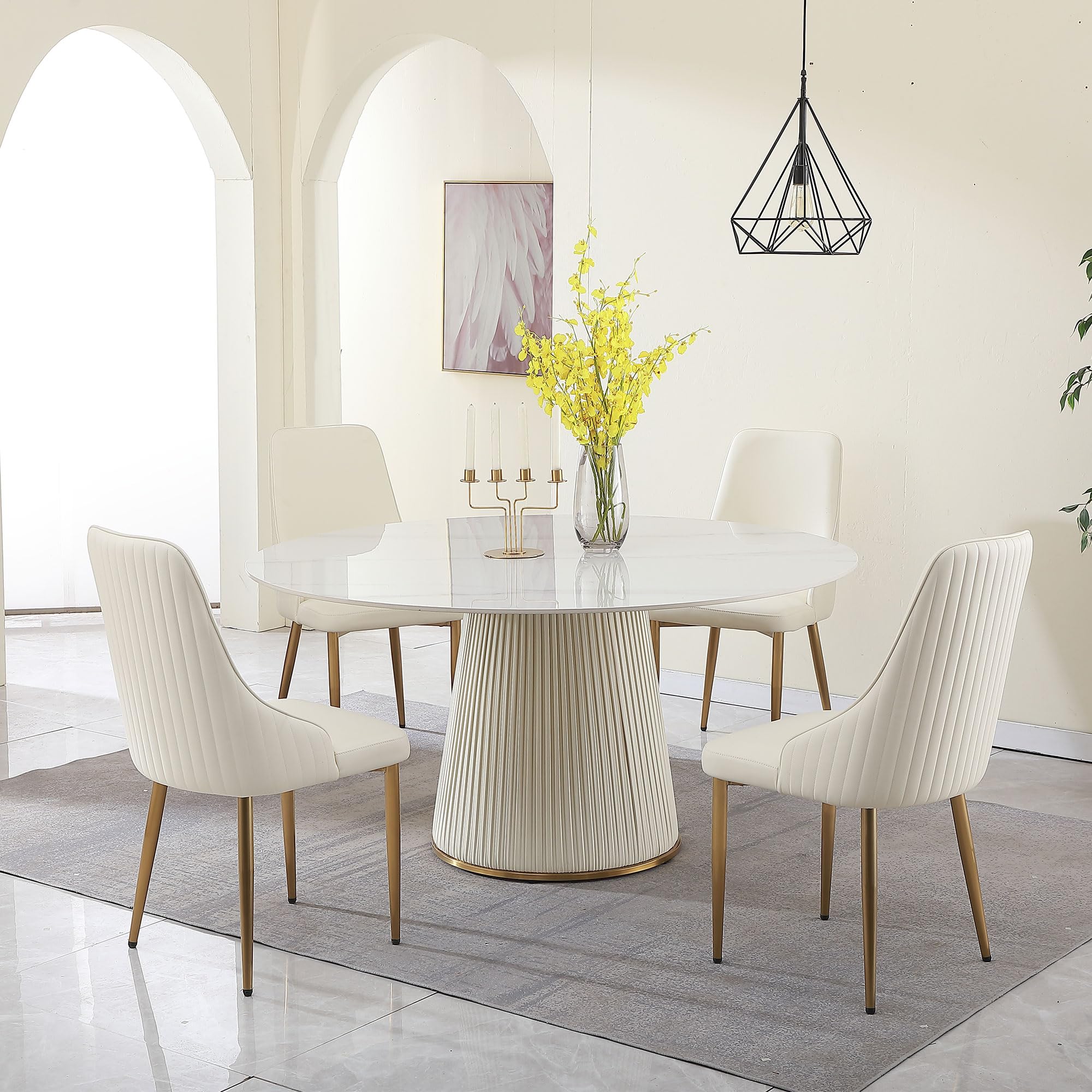 Amazon.com - Runboll 53" Round Dining Table Set for 4 with Chairs ...