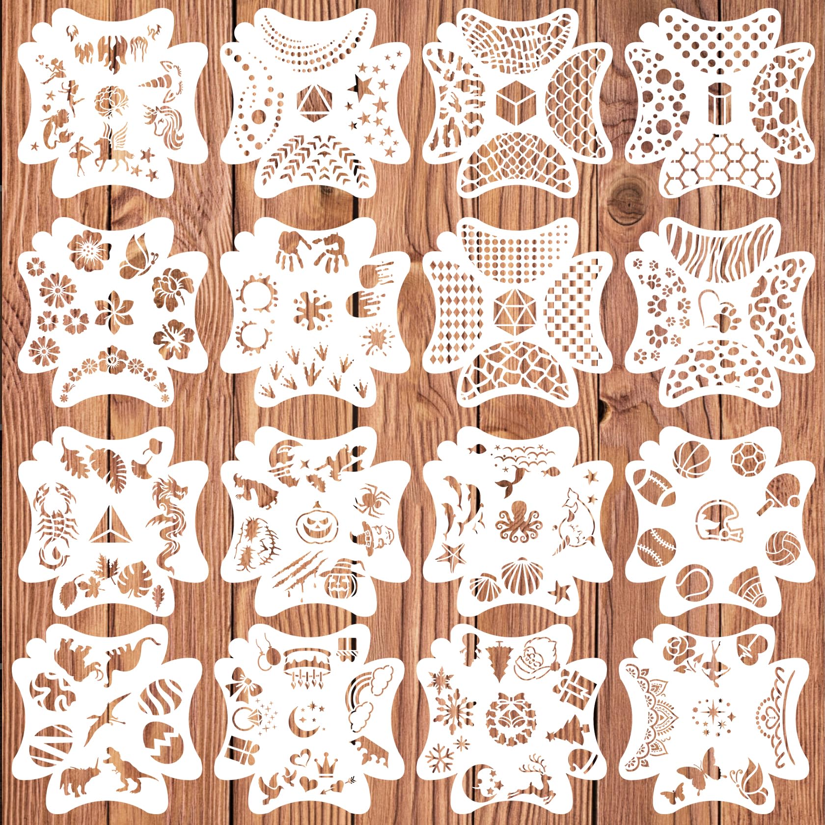 Lekabee 16 Pcs Face Painting Stencil 20x20cm