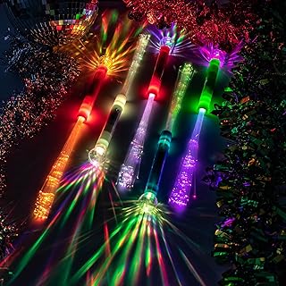 8 Pieces Glow Fiber Wands Sticks With Ball LED Light Wands Fiber Optic Wands LED Flashing Sticks Glow Flashing Wands Fiber Optic Wands for Party Favors