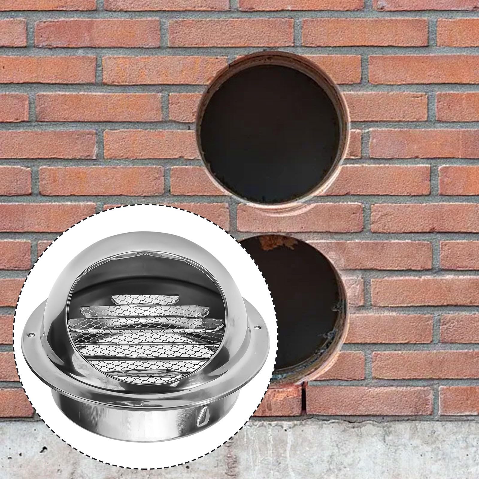 Tappo di sfiato da parete in acciaio inox per unità e ventilatori (120 mm)
