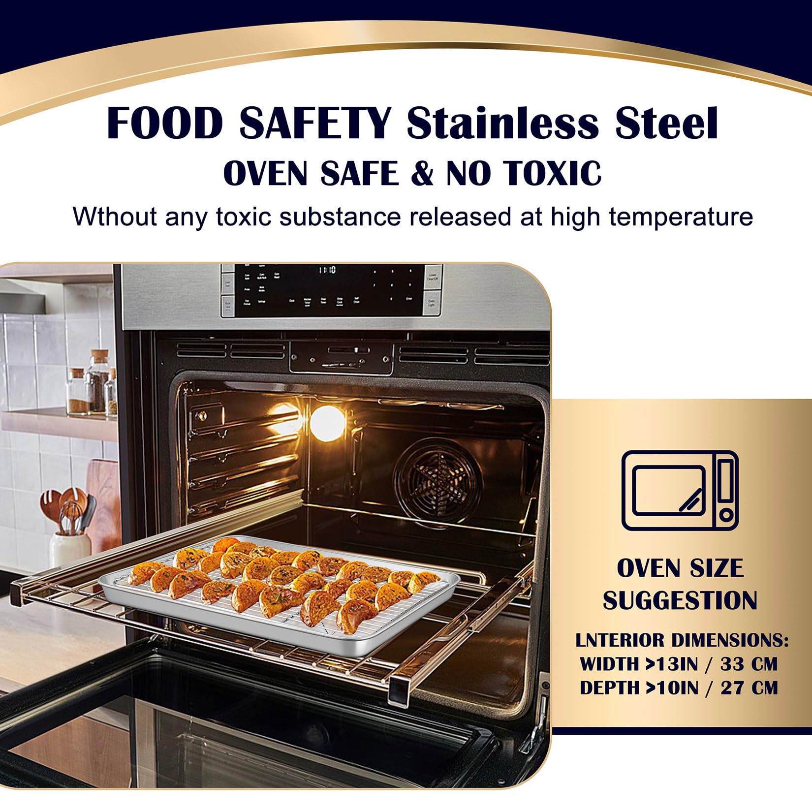 Joyfair Baking Sheet with Rack Set of 4 (12.5 inch) 3