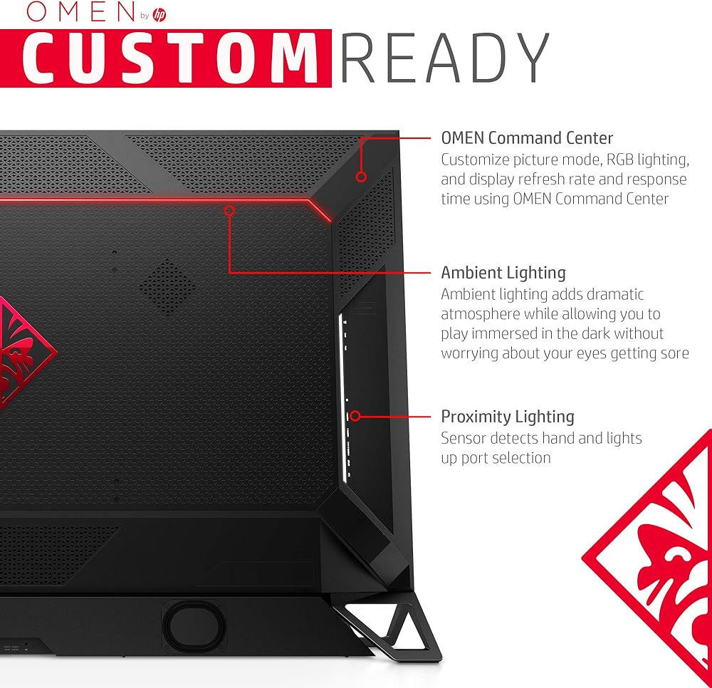 HP Omen X Emperium 65 inch Big Format Gaming Display, NVIDIA G-SYNC HDR, 4K UHD, 144hz Refresh Rate, with 120 Watt Sound Bar thumbnail 4