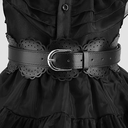 Miniatura 5 de Disfraz negro para niñas, disfraz de cumpleaños, Halloween, fiesta de cosplay con collar, calcetines, cinturones, 4 a 13 años